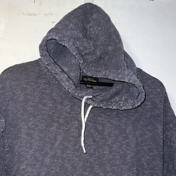 URBAN OUTFITTERS CPO Provisions Dark Grey Burnout Waffle-knit Hoodie-XL - Picture 3 of 8